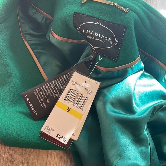 1 Madison the Coat Edit Wool-blend Reefer Coat-green-medium - Picture 4 of 4